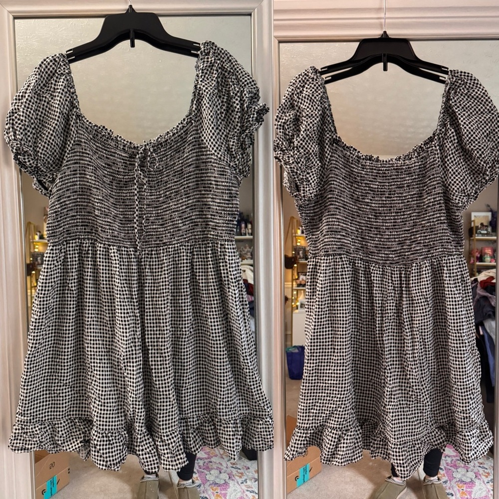 AUW Black and White Gingham Mini Dress